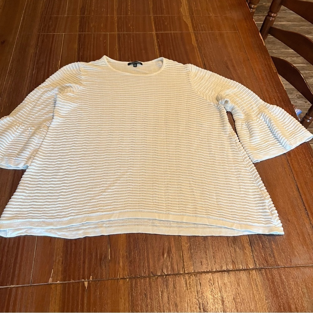 John Mark Women’s Scoop Neck Bell Sleeve Sweater Top Cream Size XL